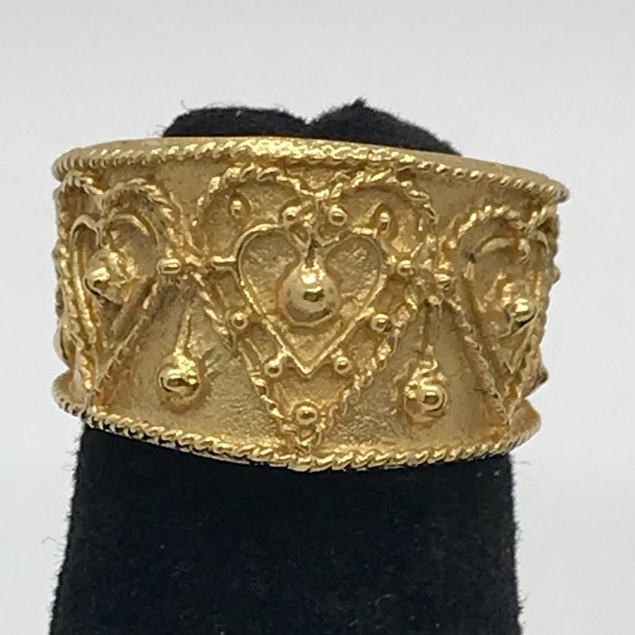 14 kt Gp Heart Design Ring, Size 4 3/4 - Picture 1 of 5